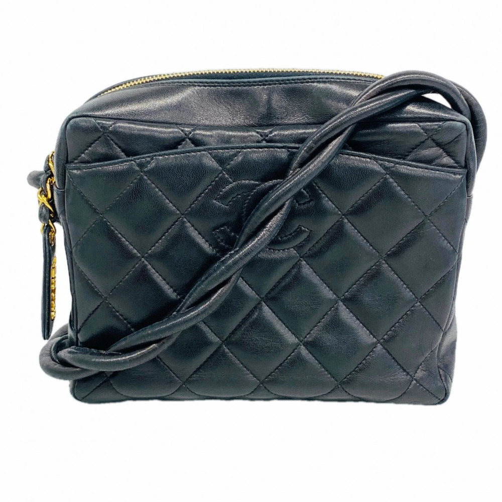 Chanel Matelassé Lambskin Shoulder Bag, Black, Women's